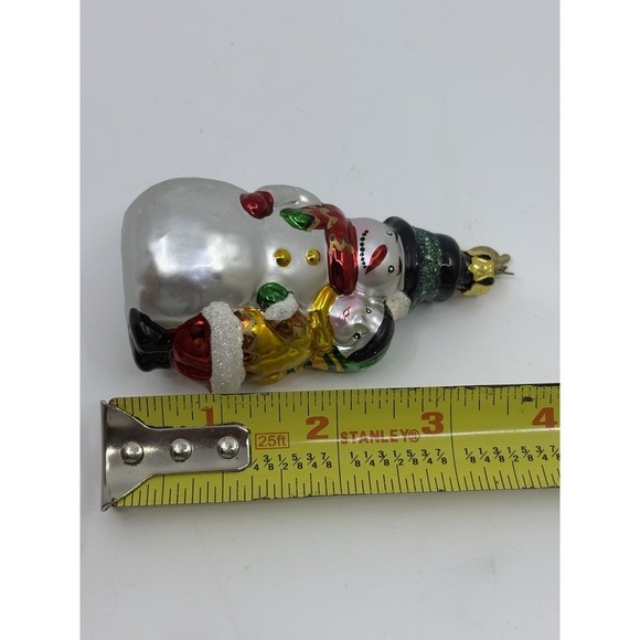 KSA Kurt S. Adler Snowman Glass Christmas Ornament Hugging Human - Picture 4 of 5